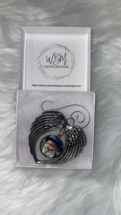 Metal Picture Ornament with Angel Wings / Key Chains