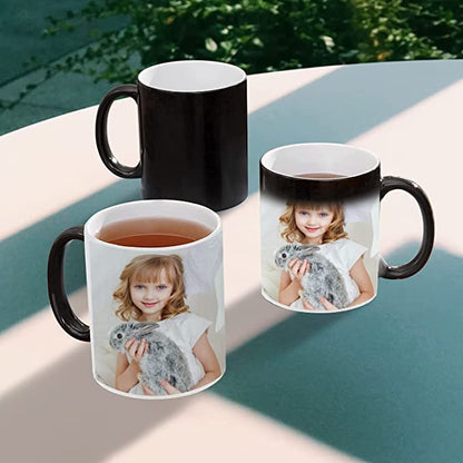 Custom  Porcelain Black Coated Magic Mugs Classic Drinking Cups, Mugs for Cappuccino, Espresso, Latte, Milk, Tea, Mug